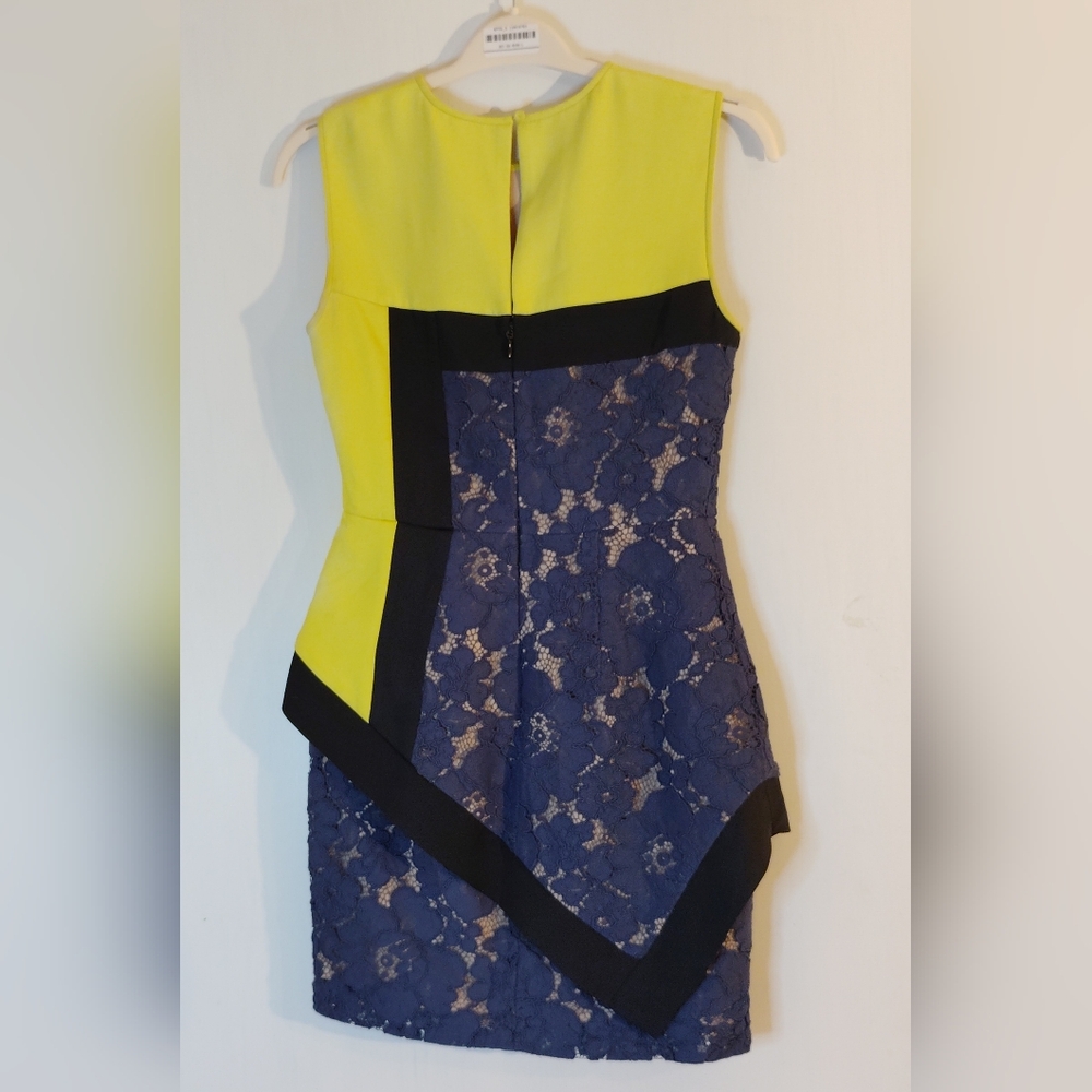 BCBGMaxAzria Sleeveless Yellow and Black Dress - Picture 3 of 5